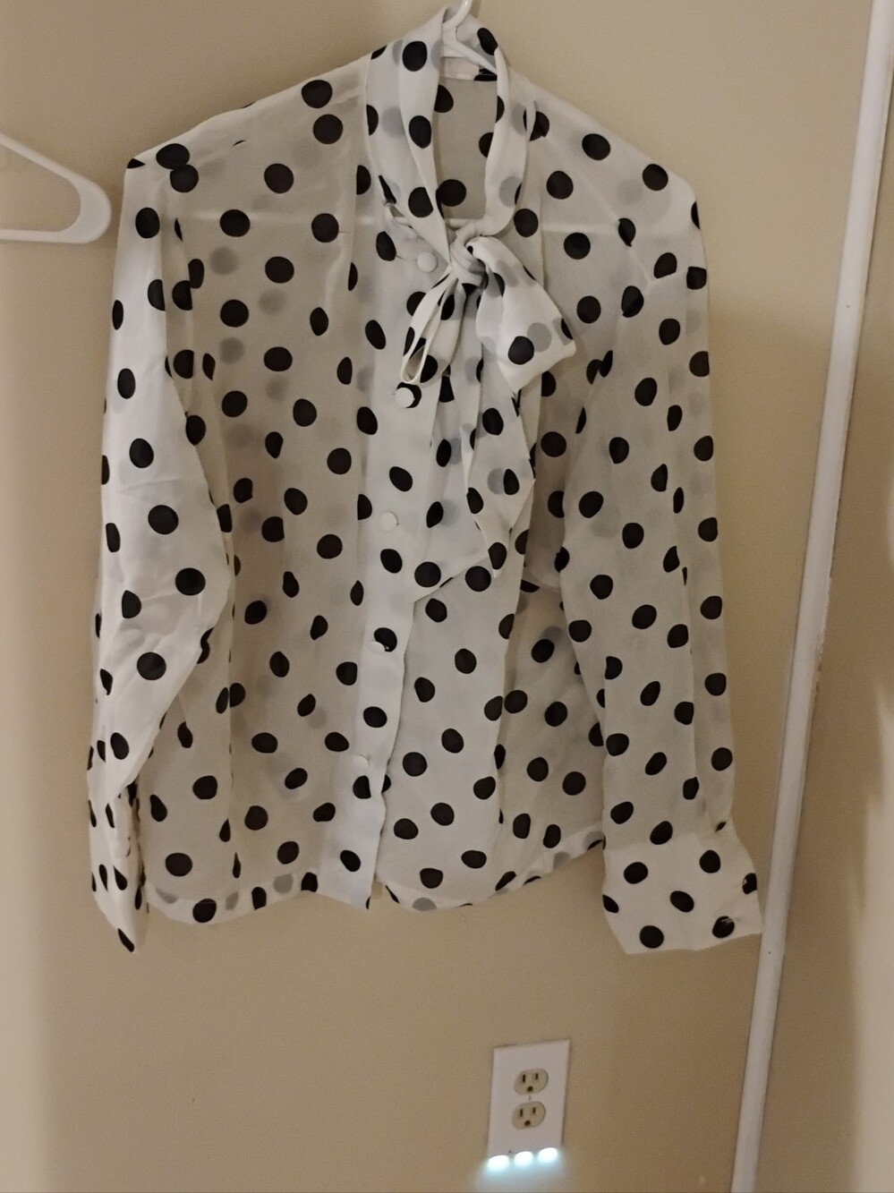 Vintage 1980s Polka Dot Button Down Bow Front Blouse Top